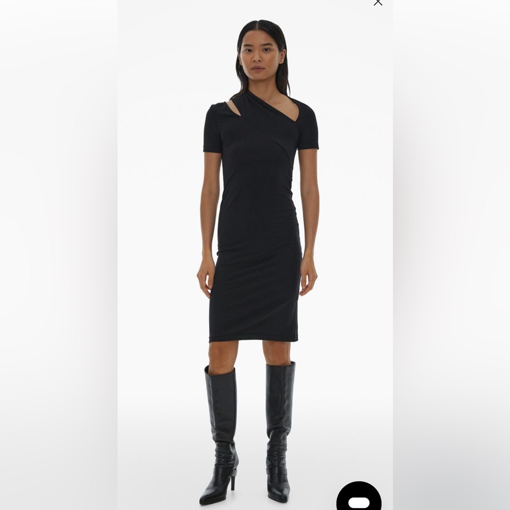 Helmut Lang slash T  Midi Dress black